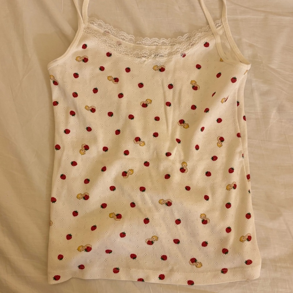 Brandy Melville strawberry baby lace tank top